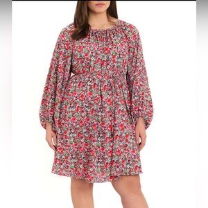 Maggy London Floral Bishop Sleeve Dress